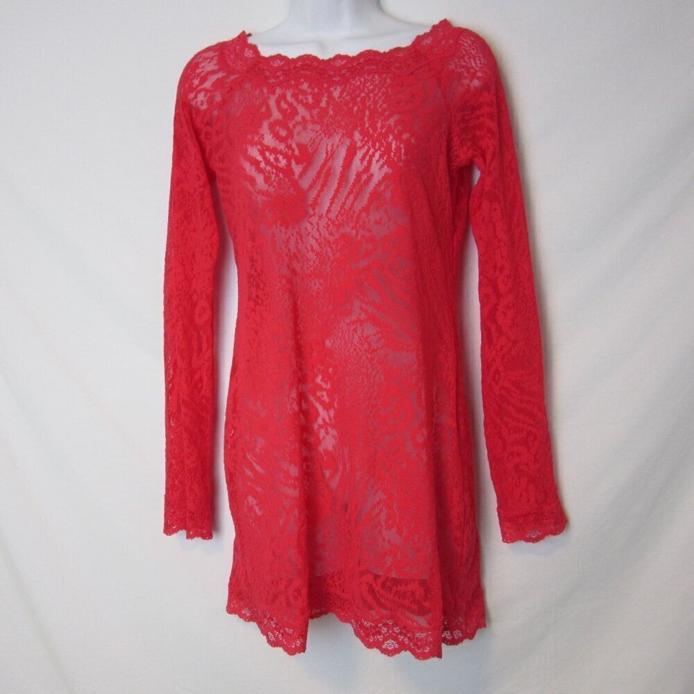 Victoria Secret Dress Red Sheer Animal Print Bodycon Lace Party Womens Large